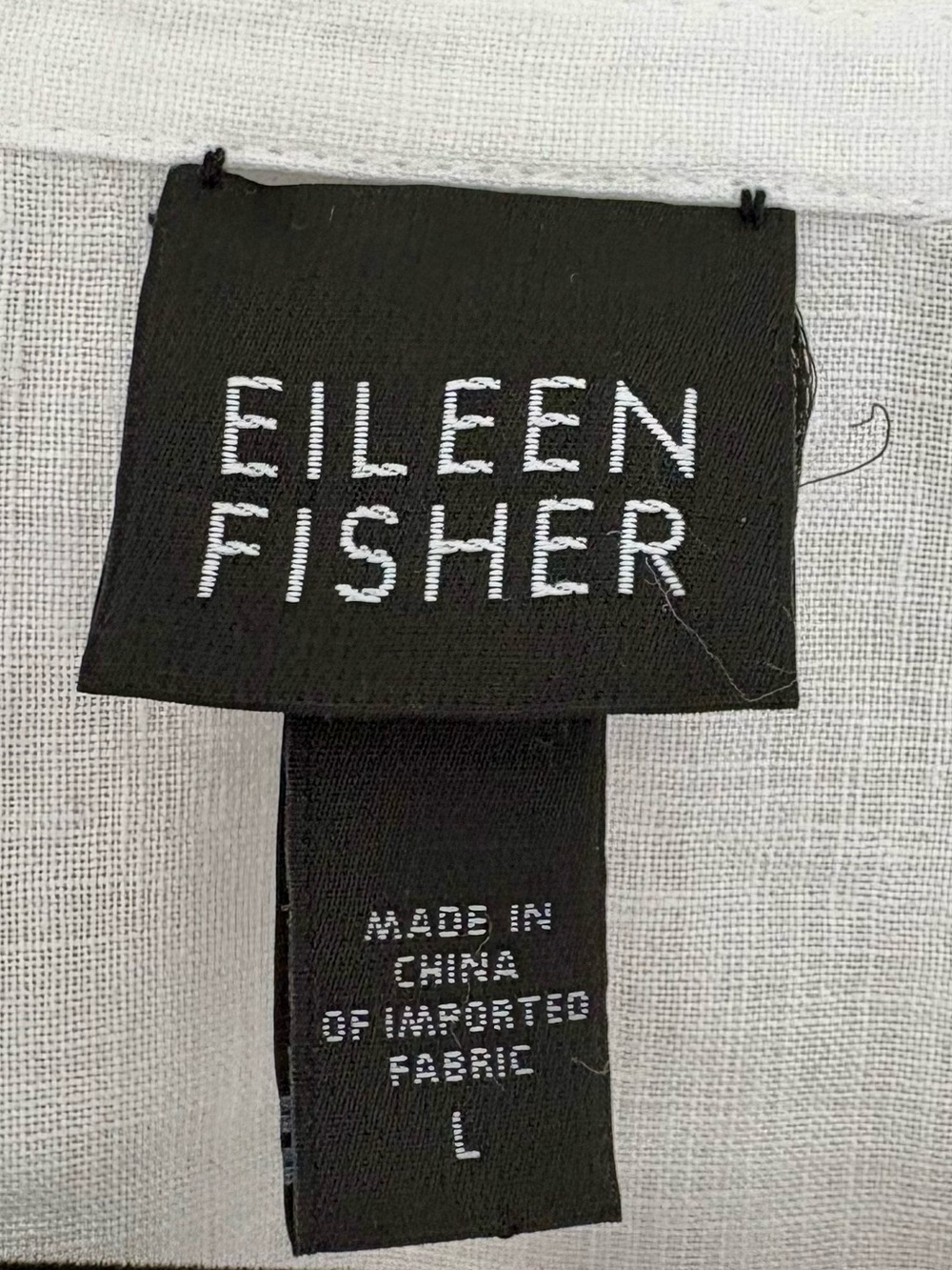 Eileen Fisher Irish Linen Tunic White Mother of Pearl Buttons Classy Elevated L - Picture 2 of 9